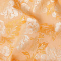 Melon orange premium pure cotton voile fabric with same tone and beige embroidery in floral design-D13642