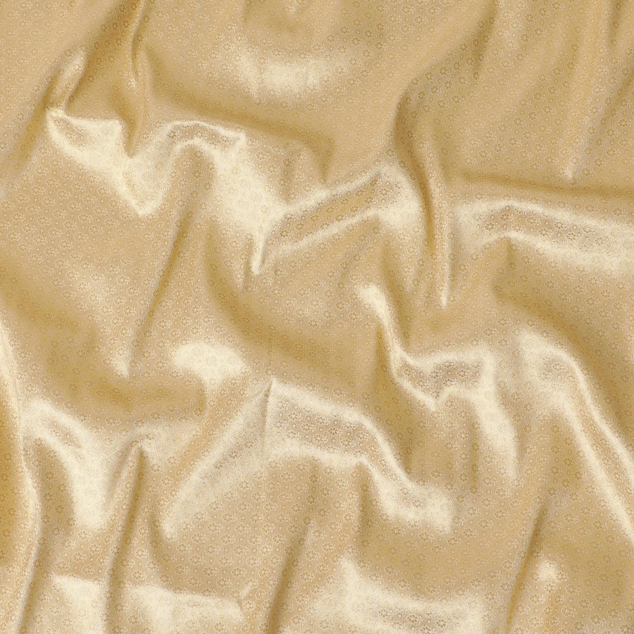 بروكار حرير أصفر اللون مع لوريكس بني وذهبي بتصميم زهور -D11335