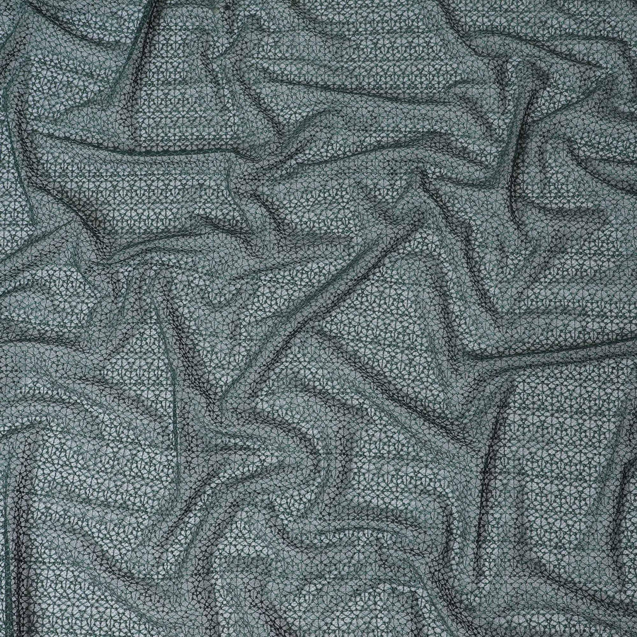 Bottle green guipure lace fabric with same tone embroidery in fancy design-D11759