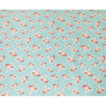 Baby blue uragiri cotton voile fabric with same tone jacquard having olive green, cerise pink, off white and sun flower yellow print in floral design-D7349