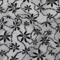 Pewter grey to smoke grey ombre nylon tulle fabric with burnout velvet in floral design