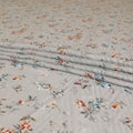 Rhino grey synthetic modal satin fabric with multicolor print in floral design-D9106 Regal Fabrics