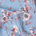 Steel blue cotton voile fabric with cerise pink, off white and black print in floral design-D10751 Regal Fabrics