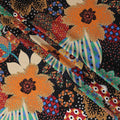 Black premium Italian viscose fabric with multicolor print in floral design-D12531