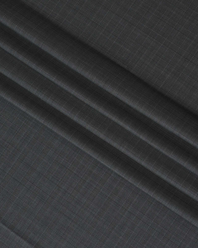 Uniform green Premium Italian wool suiting fabric with same tone and off white checks design-D11449 Regal Fabrics