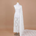 White lace fabric with same tone embroidery in fancy design-D9242 Regal Fabrics