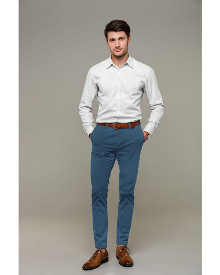 Light petrol blue plain super 140's blended wool suiting fabric-D-10928