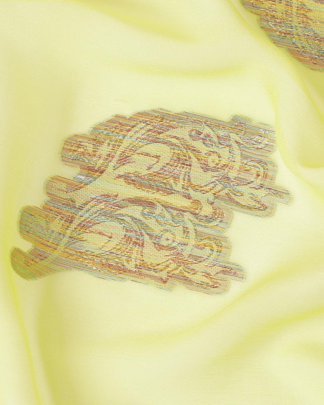 قماش شيفون حريري باللون الأخضر النيون مع لوركس معدني متعدد الألوان بتصميم فاخر -D8282