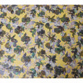 Sunflower yellow premium pure silk chiffon fabric with multicolor print and metallic lurex in floral design-D13237