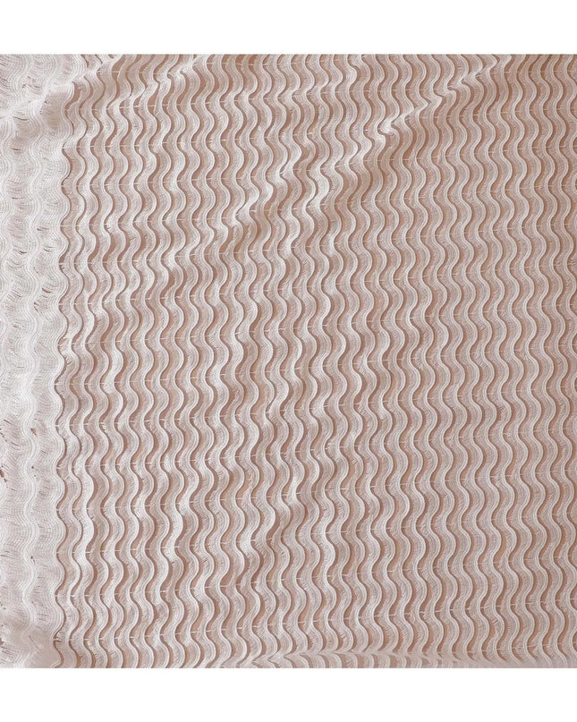 White nylon tulle fabric with same tone embroidery in fancy design-D9186 Regal Fabrics