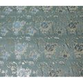 Bottle green premium pure silk chiffon fabric with baby blue viscose and gold metallic lurex in floral design-D12518 Regal Fabrics