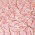Salmon peach cotton satin fabric with off white print in Leaf design-D11913 Regal Fabrics