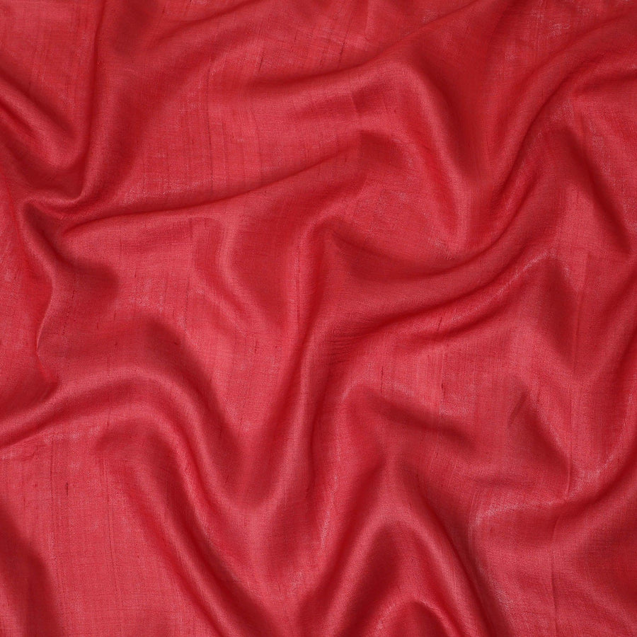 Red plain blended tussar silk fabric-D12244
