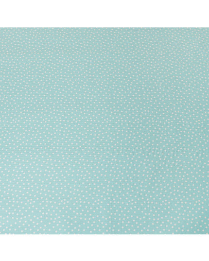 Mint green viscose crepe printed fabric with golden lurex in polka dot design-D11156