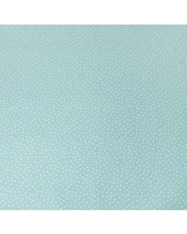 Mint green viscose crepe printed fabric with golden lurex in polka dot design-D11156 Regal Fabrics