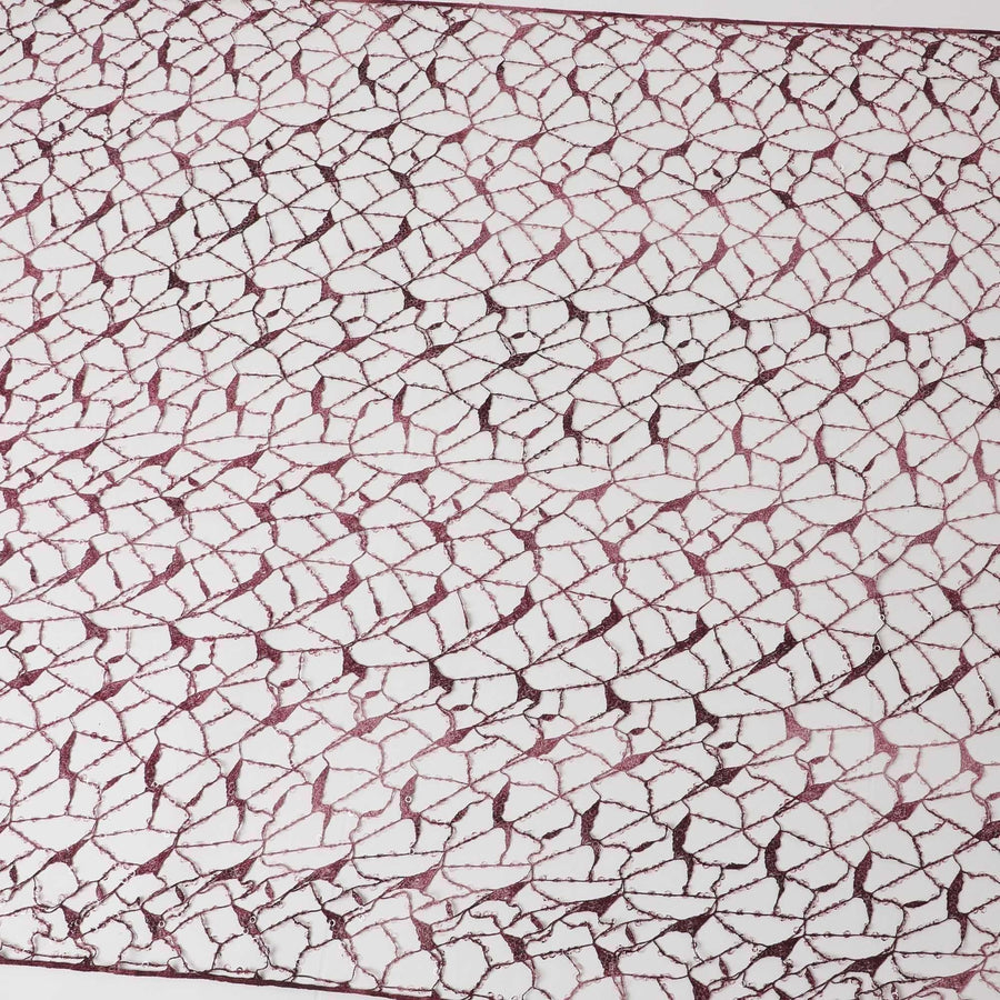 Fuchsia pink chemcial lace fabric with cut work and sequins in web design