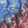 Multicolor Premium pure silk chiffon with gold metallic lurex in abstract design-D11365