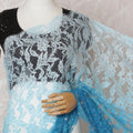 Electric blue to Azure blue Premium pure French chantilly lace saree having stone work in ombre design-D14602 Regal Fabrics