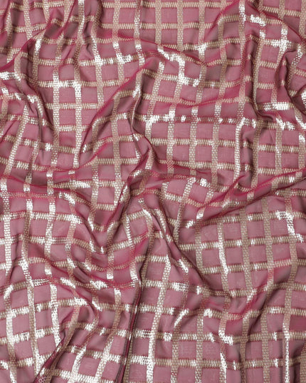 Garbasaar Pattern Magenta pink Premium pure silk chiffon garbasaar with gold metallic lu ...