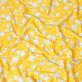 Tuscany yellow uragiri cotton voile fabric with same tone jacquard having rhino grey, brown and Paris green print in floral design-D7326 Regal Fabrics