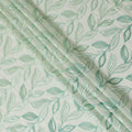 Mint green Premium pure cotton voile fabric sage green and beige embrodiery in Leaf design-D15238