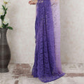 Light Lilac to purple Premium pure French chantilly lace saree in ombre design-D14531