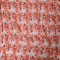 Off white premium pure cotton voile fabric with orange print and same tone embroidery in fancy design-D13254