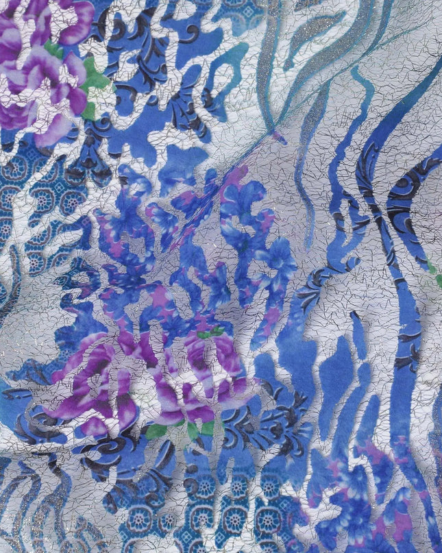 Multicolor mesh tulle fabric with flocking in fancy design-D14035 Regal Fabrics