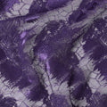 Purple nylon tulle fabric with same tone, lavender embroidery in fancy design