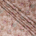 Brown synthetic crepe fabric with multicolor print having stone work in floral design-D15310
