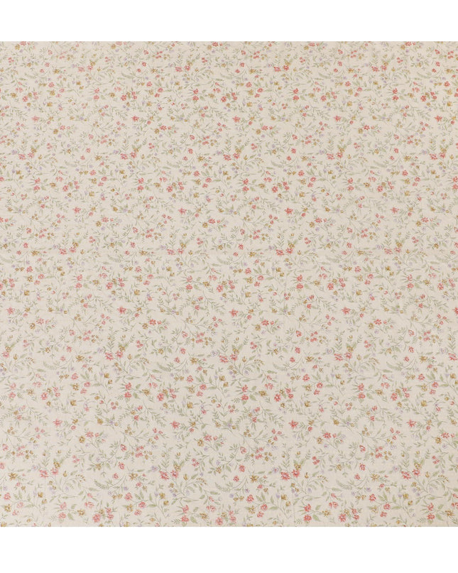 Beige blended cotton fabric with multicolor print in floral design-D15138