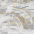Pearl white Premium pure French (Fransawi) silk chiffon fabric with gold and silver metallic lurex in abstract design-D14309