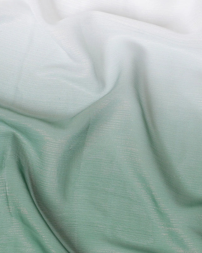 Fern green, white synthetic chiffon fabric with same tone metallic lurex in ombre design-D14452 Regal Fabrics