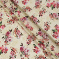 Beige synthetic crepe fabric with multicolor print in floral design-D14458