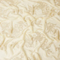 Light gold premium pure (Fransawi) French silk chiffon fabric with gold metallic lurex in floral design-D11535