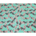 Turquoise green Premium Italian Silk chiffon dirac (makmal) fabric with multicolor print having velvet jacquard in floral design-D8696 Regal Fabrics