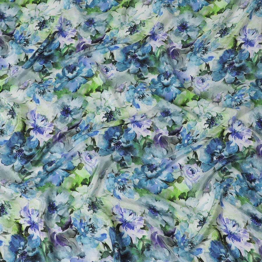 Multicolor viscose crepe fabric in floral design-D13820