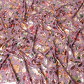 Light plum cotton voile fabric with multicolor metallic foil print in floral design-D9779 Regal Fabrics