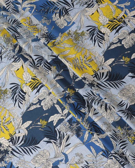Powder blue Premium viscose fabric with multicolor print in floral design-D12355 Regal Fabrics