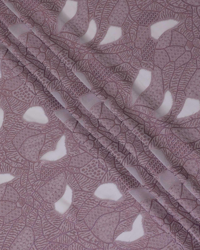 Light pink synthetic chiffon fabric with multicolor metallic lurex in abstract design-D14285