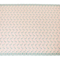 Light peach Premium 100% Swiss cotton voile (Sudanese Thobe) fabric with teal green and silver embrodiery in floral design-D13519