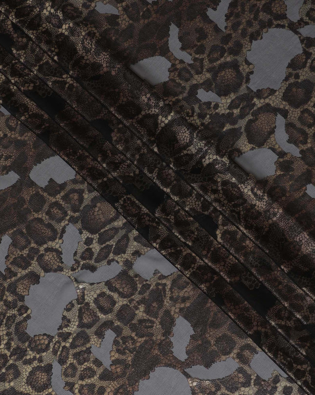 Black Premium pure French (Fransawi) silk chiffon fabric with multicolor metallic lurex in fancy design-D15644