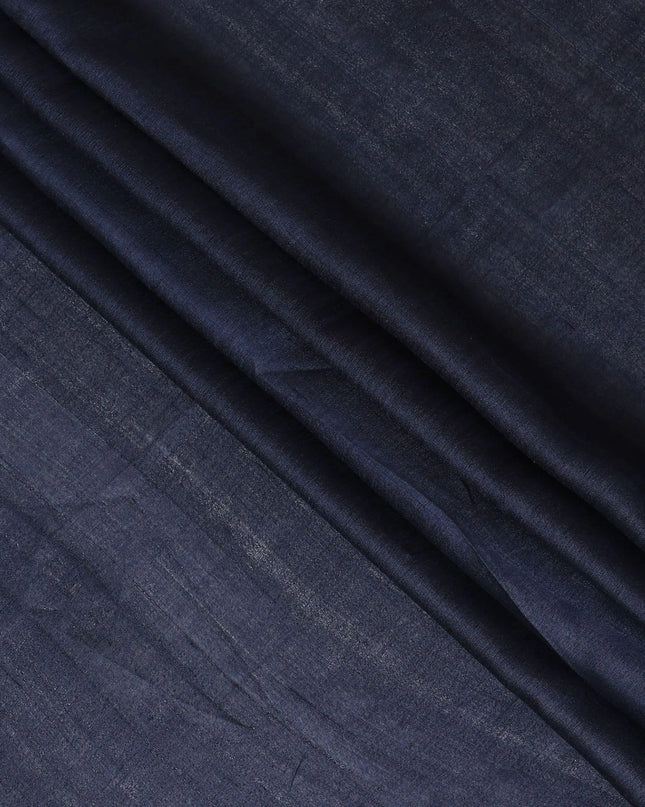 Navy blue plain blended tussar silk fabric-D12243 Regal Fabrics