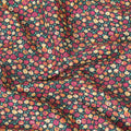 Black 100% Swiss cotton lawn fabric with magenta pink, peach and turquoise green print in floral design-D10103