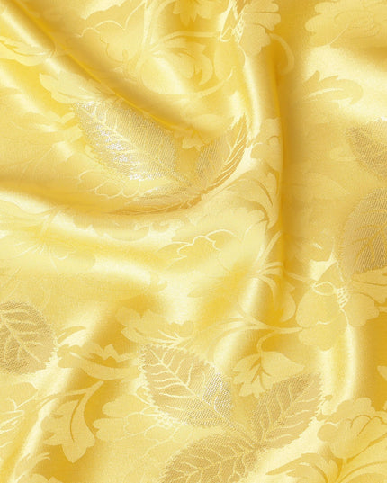 Tuscany yellow Premium pure silk crepe fabric with same tone jacquard and gold metallic lurex in dot design-D14634 - Regal Fabrics