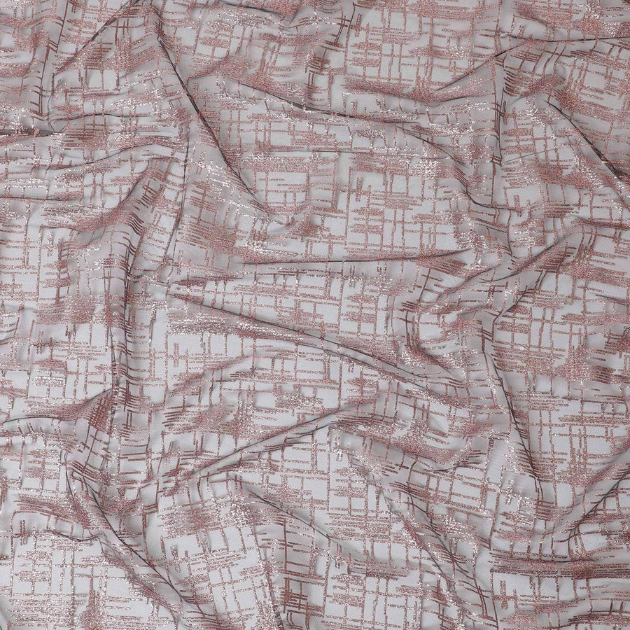 Black nylon tulle fabric with peach glitter in fancy design-D15400