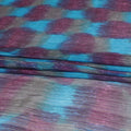 Multicolor pure silk chiffon printed fabric with gold metallic lurex in stripe design-D8949 Regal Fabrics