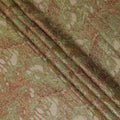 Olive green silk organza fabric with maroon and neon green metallic jacquard in fancy design-D14029 Regal Fabrics
