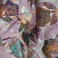 Heather purple premium pure silk chiffon fabric with multicolor print and metallic lurex in floral design-D13236