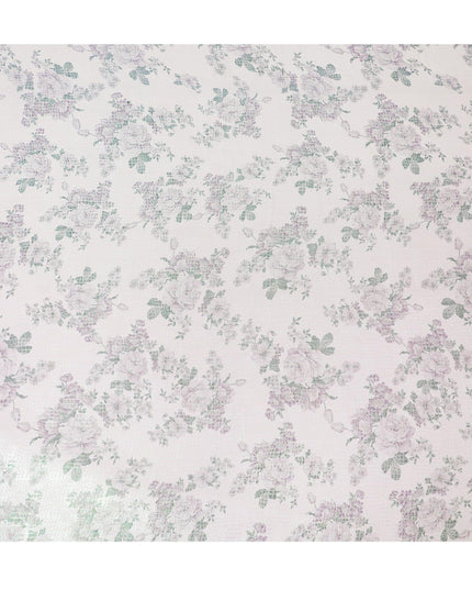 قماش شيفون من الحرير الخالص باللون الأبيض الفاتح مع طباعة متعددة الألوان مع لوريكس معدني أخضر نيون بتصميم الأزهار-D15465